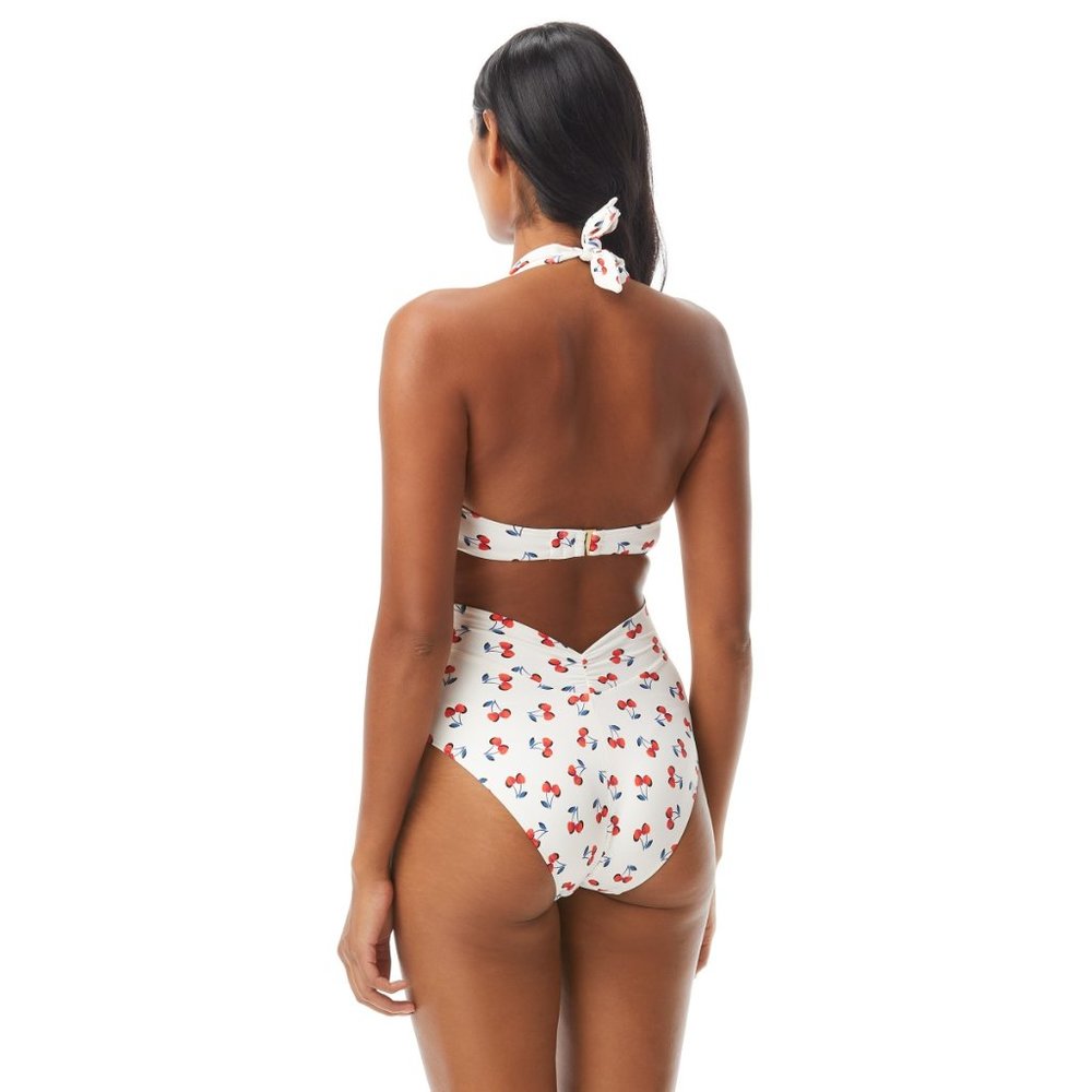 Kate Spade New York Knotted Halter One Piece Swimsuit Cherry Toss - Picture 2 of 7